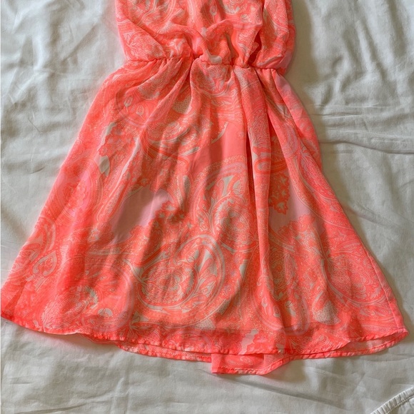 Lush Coral Pink Paisley Dress - Picture 3 of 6